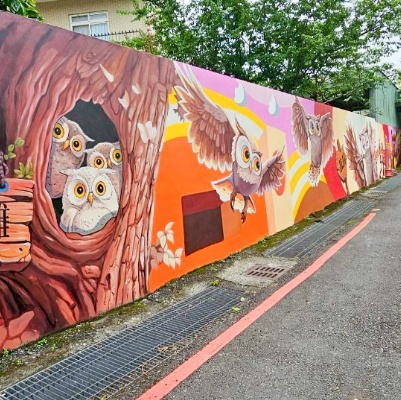 集集鎮玉映里庄子巷、玉映巷道既有圍牆3D彩繪