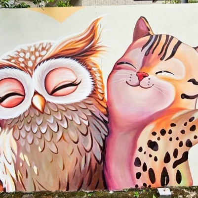 集集鎮玉映里庄子巷、玉映巷道既有圍牆3D彩繪