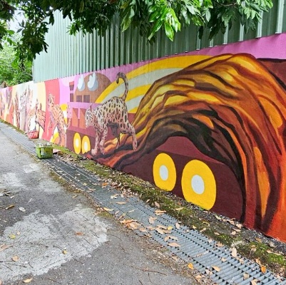 集集鎮玉映里庄子巷、玉映巷道既有圍牆3D彩繪